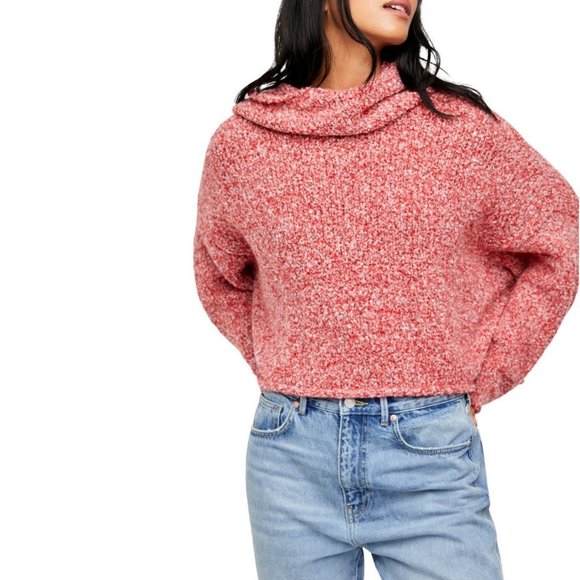 Free People NWT BFF Cowl Neck Sweater in Flame Red, Size Small - Picture 1 of 15